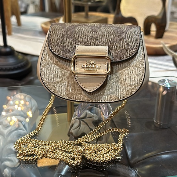 Authentic Coach Morgan Card Case w/Chain Strap in Blocked Signature Canvas - Picture 4 of 16